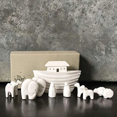 Image of East of India Porcelain Mini Noah&#039;s Ark Baby Keepsake Christening Gift