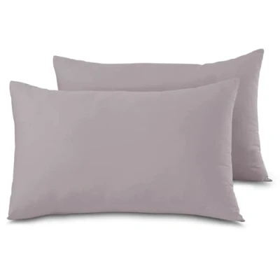 Image of Housewife Pillow Cases 2 Pack Bedroom Covers Polycotton Plain Dyed Bedding Pillowcases Pair With Envelope Closure 48X74Cm (Grey)