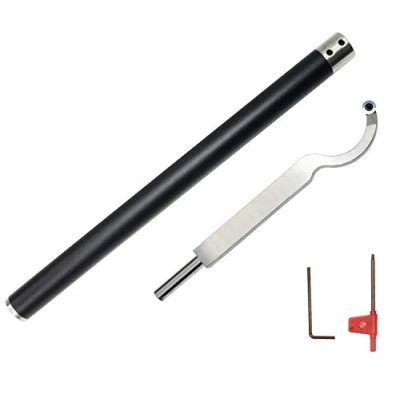 Image of Swan Neck Hollower Tools Bar Wood Turning Tool Set Carbide Tipped Lathe Chisel with Ci3 12mm Round Insert Cutter for Hobbyist or DIY Carpenter