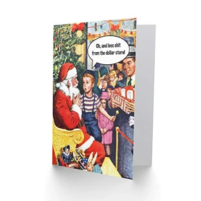 Image of Wee Blue Coo Vintage Santa&#039;s Grotto Funny Adult Rude Christmas Card
