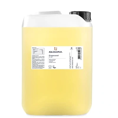 Image of Naissance Grapeseed Oil (No. 210) 5 Litre Natural Moisturiser and Conditioner Ideal for Hair, Skin, Massage, Face, Beard Aromatherapy