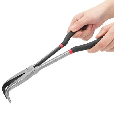 Image of Long Reach Needle Nose Pliers, 11 Inch 280mm 90 Degree Bent Grip Objects Deeply, for Working in Narrow Spaces