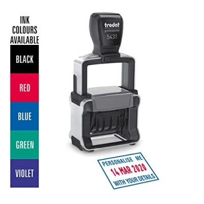 Image of Personalised Custom Office and Business Dater Stamp 5431 Allows 1+1 Lines of Text Impression Size 38 x 21 mm + 3 Date