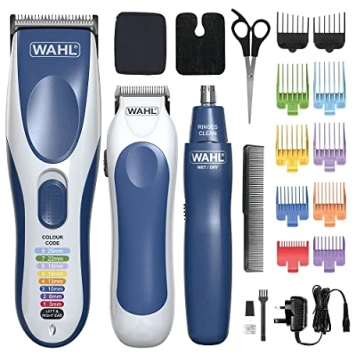 Image of Wahl Colour Pro Cordless 3 in 1, Hair Clippers for Men, Family Haircutting Kit, Head Shaver, Men&#039;s with Beard Trimmer, Nose Personal Trimmers, Grooming Kit