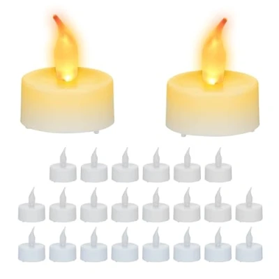 Image of Relaxdays LED Tea Lights, Set of 24, Round Faux, HxD: 4.5 x 3.5 cm, Electric, Flameless Candles, White