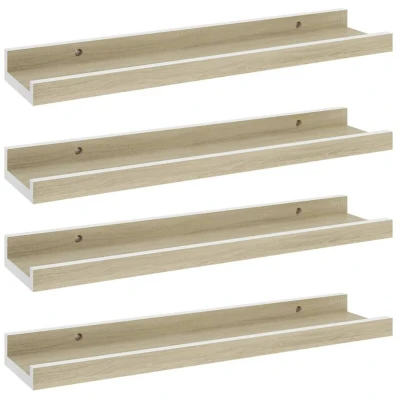 Image of vidaXL Wall Shelves 4 pcs White and Sonoma Oak 40x9x3 cm