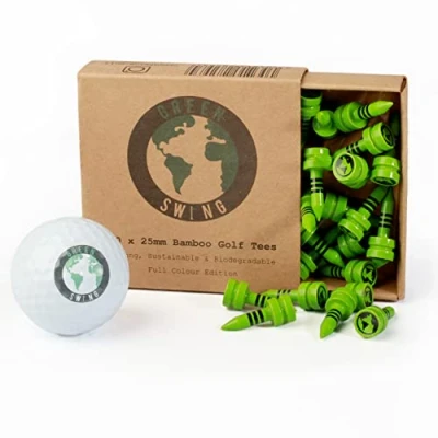 Image of Green Swing Bamboo Golf Tees 25mm Strong Sustainable Biodegradable 30pcs Castle