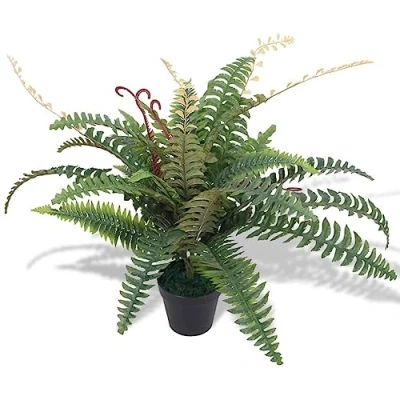 Image of vidaXL Lifelike Artificial Fern Plant with Pot Realistic Green Plastic Foliage 60 cm Height Low Maintenance Indoor Decor