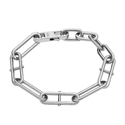 Image of Fossil Bracelet for Women Heritage D Link Stainless Steel Chain Bracelet, Length: 165mm/175mm/190mm, JF04502040
