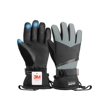 Image of OutdoorMaster Ski Snow Gloves for Women &amp; Men, 3M Thinsulate Waterproof Snowboard Gloves, Winter Warm Windproof Snowmobile with Double Pocket