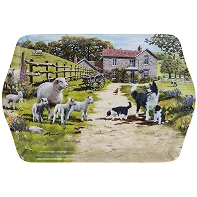 Image of The Leonardo Collection Collie Dog and Sheep Farming Scene 21cm Snack Tray