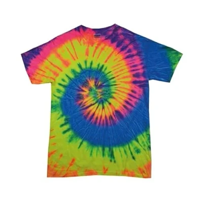 Image of COOZO Unisex Tie Dye T Shirt Neon Rainbow L