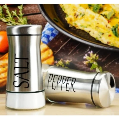 Image of CCHONG Pack of 2 Salt and Pepper Pots Shaker Set Pot Kitchen Accessories (Silver)