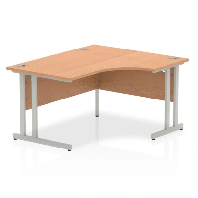 Image of Impulse 1400mm Right Crescent Desk Oak Top Silver Cantilever Leg