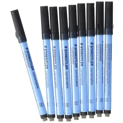 Image of STAEDTLER Lumocolor correctable Pen, Medium, Pack of 10 Black, 305 M 9 VE