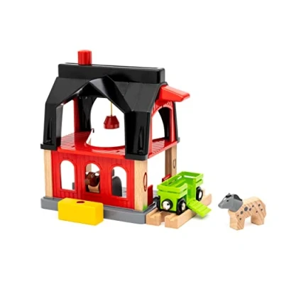 Image of BRIO World Animal Barn Toy Accessory for Kids Age 3 Years Up Wooden Railway Set Add On Accessories