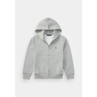 Image of Polo Ralph Lauren Cotton Blend Fleece Hoodie Zipup sweatshirt for kids, Size: 12 14y, Dark sport heather