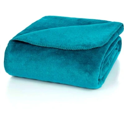 Image of Glart blanket plain petrol blue, sofa 130 x 170 cm, soft and warm woolly blanket, extra fluffy, for use as a couch cosy throw, plush throw