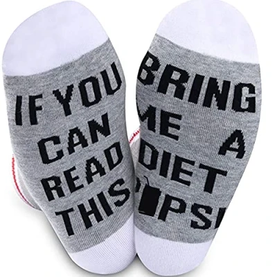 Image of TSOTMO 2 Pairs Pepsi Gift Crew Socks Lover If You Can Read This Bring Me A Novelty Medium