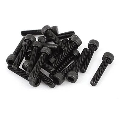 Image of Sourcingmap M6x30mm 12.9 Alloy Steel Screw Cap Point Hex Socket Screws Bolts Black 20Pcs