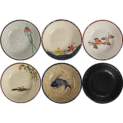 Image of TuYines Porcelain Dipping Bowls,Snack Bowls for Tapas,Tapas Set,Ceramic Bowls,Ceramic Bowls,6pcs Ø 10 cm Small Spice Bowls,Dishes Sauce Dishes Sushi,Sauce,Snack and Soy