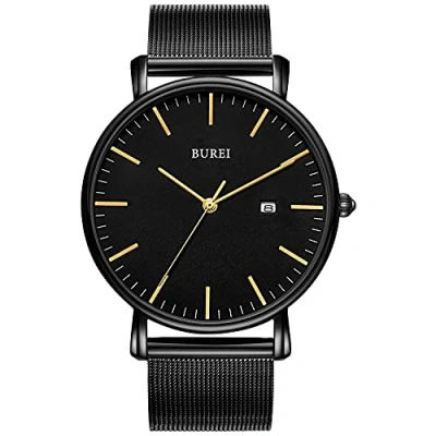 Image of BUREI Men&#039;s Wrist Watches,Minimalist Analog Quartz Watches for Men with Mesh Band,Gifts