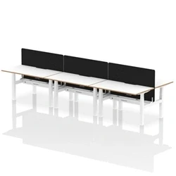 Image of Air B2B Oslo 1400x800 Adjustable 6P Bench Desk White + Black Screen