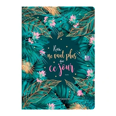 Image of Oxford &amp; Me School Calendar 16 Months 30 x cm 1 Month on 2 Pages Year 23 24 Tropical French
