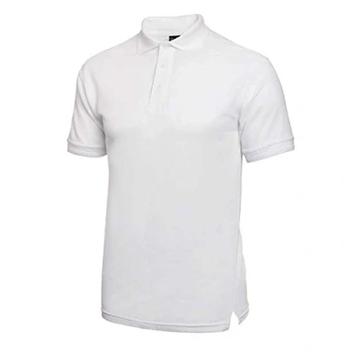 Image of NISBETS Unisex Slim Fit Polo Shirt in White Polycotton with Tapered Neck and Reinforced Shoulders 2XL