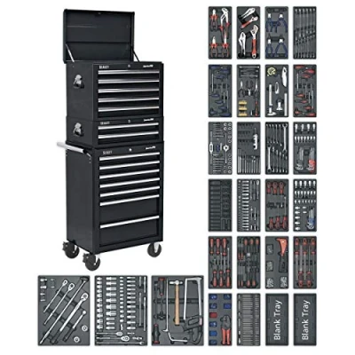 Image of Sealey Superline Pro Tool Chest Combination 14 Drawer with Ball Bearing Slides Black &amp; 1179pc Kit