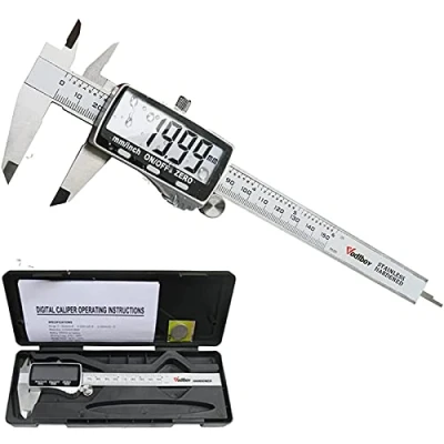 Image of Digital Caliper,Vodlbov High Accuracy Stainless Steel 150mm/6 inch Vernier Caliper,Mm/Inch Conversion,Precision Adjustment,Electronic Caliper with Extra Large LCD,Depth Gauge Micrometer Measuring Tool