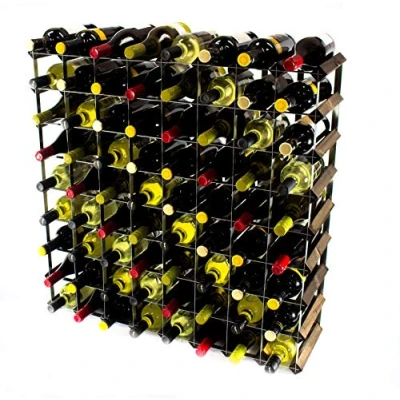 Image of Classic 72 Bottle Dark Oak Stained Wood and galvanised Metal Wine Rack Ready Assembled