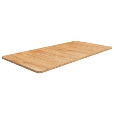 Image of vidaXL Solid Oak Wood Countertop 100x50cm Light Brown Varnished Surface, Versatile Bathroom Vanity/Desk/Table Replacement