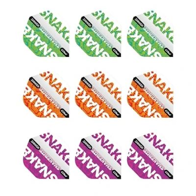 Image of RED DRAGON Hardcore Snakebite Ionic Snake Head Dart Flight Selection Pack 3 sets Per (9 Flights in total)