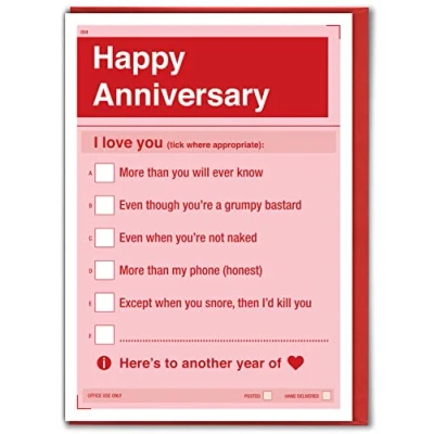 Image of Brainbox Candy Funny Anniversary Card &#039;I Love You…&#039; Cheeky Joke Humour Cards Novelty For Husband Wife Boyfriend Girlfriend Partner