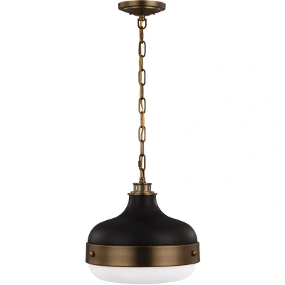 Image of Cadence 2 Light Dome Ceiling Pendant Antique Brass, Black, E27