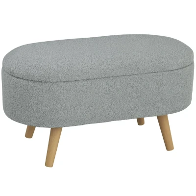 Image of HOMCOM Ottoman Storage Bench, Padded Bedroom Bench with and Lid, Foot Stool for Hallway, Living Room, Charcoal Grey