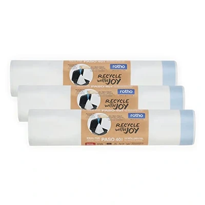 Image of Rotho Paso Waste bag set 3 rolls à 15 pcs for 40l, Plastic (PP recycled), white, x Stück (40.0 30.0 16.6 cm)