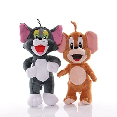 Image of Plush 2 Pieces Tom Cat Jerry Mouse Kawaii Stuffed Dolls Soft Cartoon Animals Cats Kids Gifts