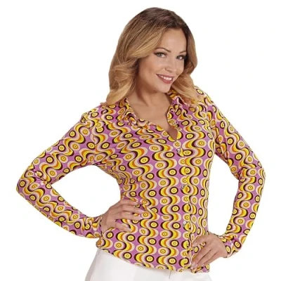 Image of Widmann 09029 70er Jahre Bluse 70s Blouse Discs, Geometric, S M