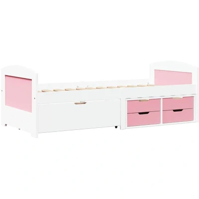 Image of vidaXL Day Bed with 5 Drawers without Mattress IRUN White&amp;Pink 90x200 cm