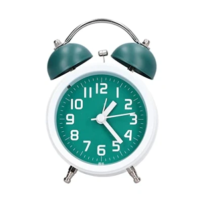 Image of Buachois Alarm Clock, Analog Clock 3.3 in Green Silent Small Bedside Desk Battery Operated Non Ticking Table for Bedroom Shelf