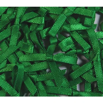 Image of celloexpress 4mm Mini Satin Ribbon Double Bow (2.5cm 3.5cm) Gifts, Arts and Crafts (Emerald Green, Pack of 50)