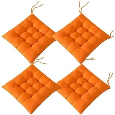 Image of DAguys 4 PCS Soft Chair Pads, Seat Pads with Ties, Cushions Dining Room for Garden Patio Kitchen (Orange,45x45cm)