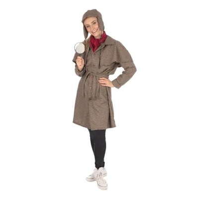 Image of Bristol Novelty AF171L Detective Woman Large Costume, Women, Brown