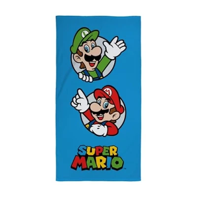 Image of Character World Official Nintendo Super Mario Kids Towel Soft Feel, Wave Design with and Luigi Perfect The Home, Bath, Beach &amp; Swimming Pool One Size 70cm x 140cm