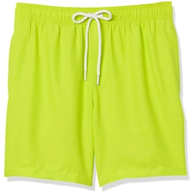 Image of Amazon Essentials Men&#039;s 7&quot; Quick Dry Swimming Trunks Discontinued Colours, Lime Green, S