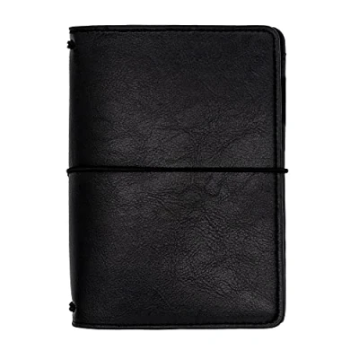 Image of Pukka Pad, Carpe Diem A6 Notebook Cover and Passport Holder 13 x 11 cm Features 4 Elastic Note Pad Holders, 2 Inside Pockets, Business Card Slot, Pen Black