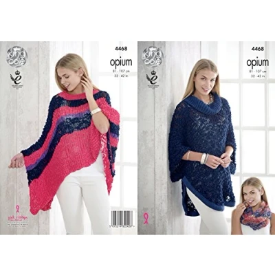 Image of King Cole 4468 Knitting Pattern Ladies Cape Poncho and Snood in Opium