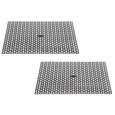 Image of Whitefurze Set of 2 Plastic Reusable 40x35cm Sink Protecting Dish Drying Drainer Mat Washing (Black)